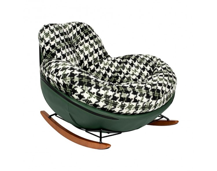 FATTY rocking chair, green houndstooth