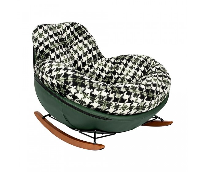 FATTY rocking chair, green houndstooth