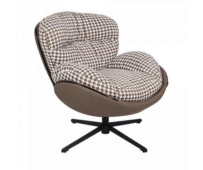 HIPPO swivel chair, brown houndstooth