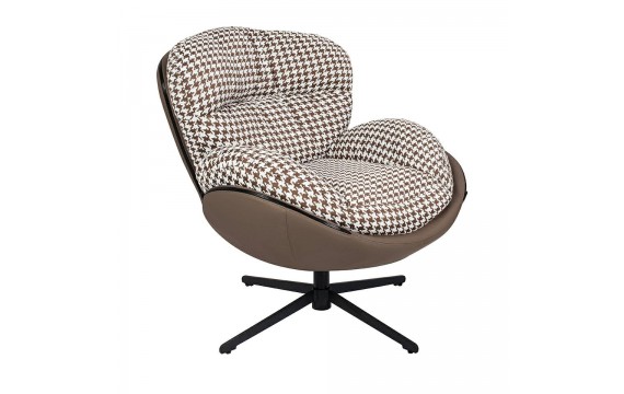 HIPPO swivel chair, brown houndstooth