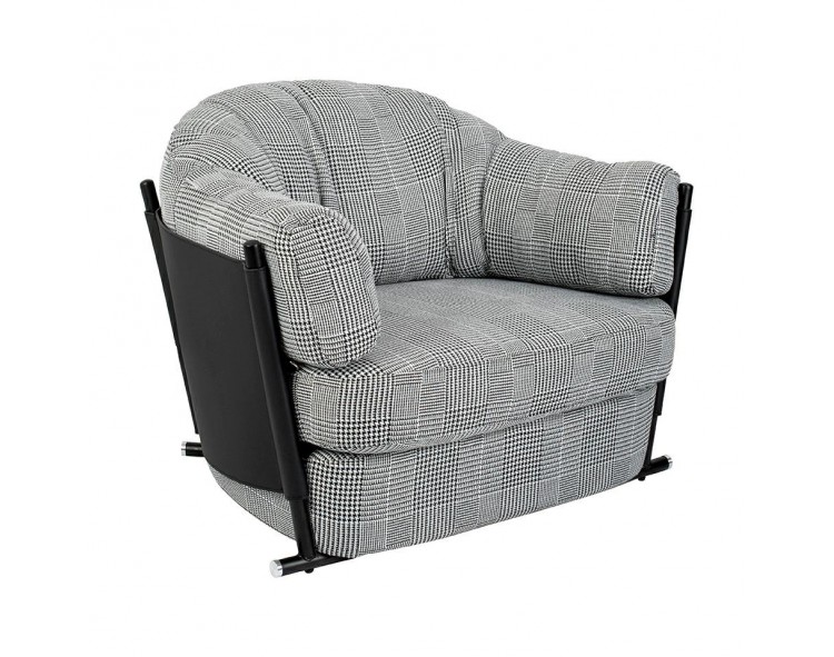 ROGER armchair, white and black houndstooth