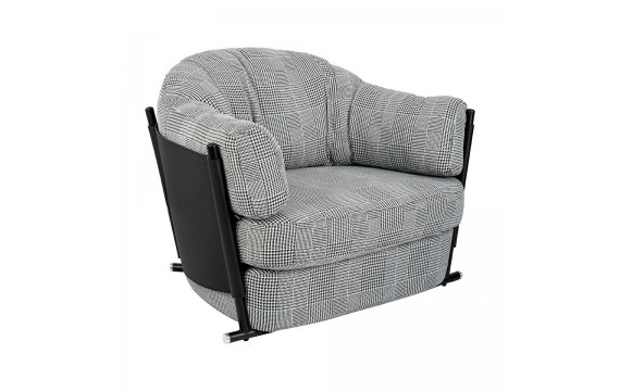 ROGER armchair, white and black houndstooth