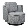 Swivel armchair TONDO, houndstooth, white and black