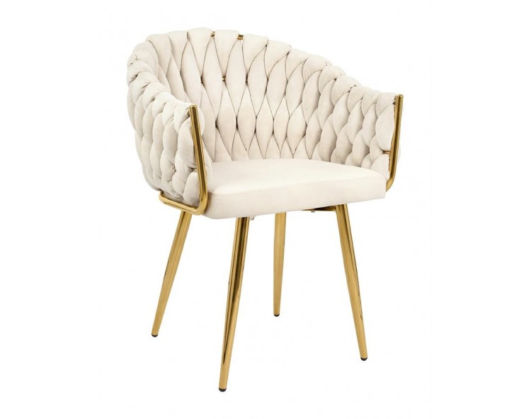 TRESSE beige chair - velvet, gold base