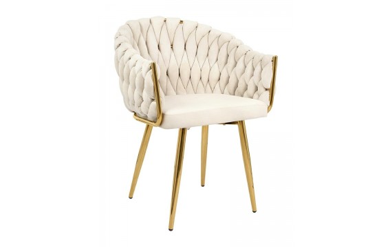 TRESSE beige chair - velvet, gold base