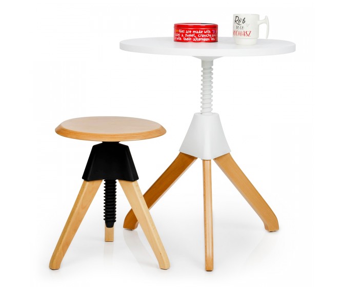 JERRY black stool - polypropylene, wood